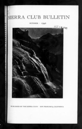 Sierra Club Bulletin 1940 Vol 25 No 5 October cover